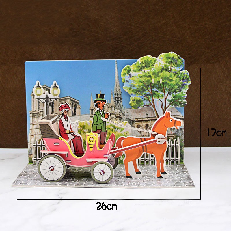 Handmade Cognitive Model Educational Toys For Children (Horse Drawn City Scape)