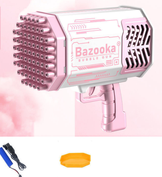 Children's Porous Bubble Blowing Electric Toy (Pink)