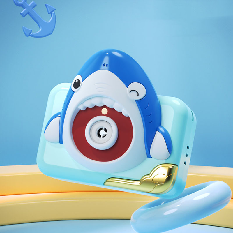New Girl Heart Ins Camera Toy Hand-held Automatic Bubble Blowing Machine (Shark Light Blue)