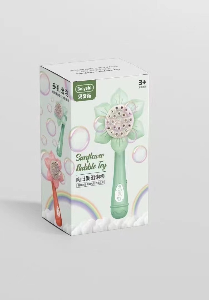 Sunflower Shape Bubble Machine Toy Portable Bubble Wand Toy Electric Bubble Blower Outdoor Toy (Green)