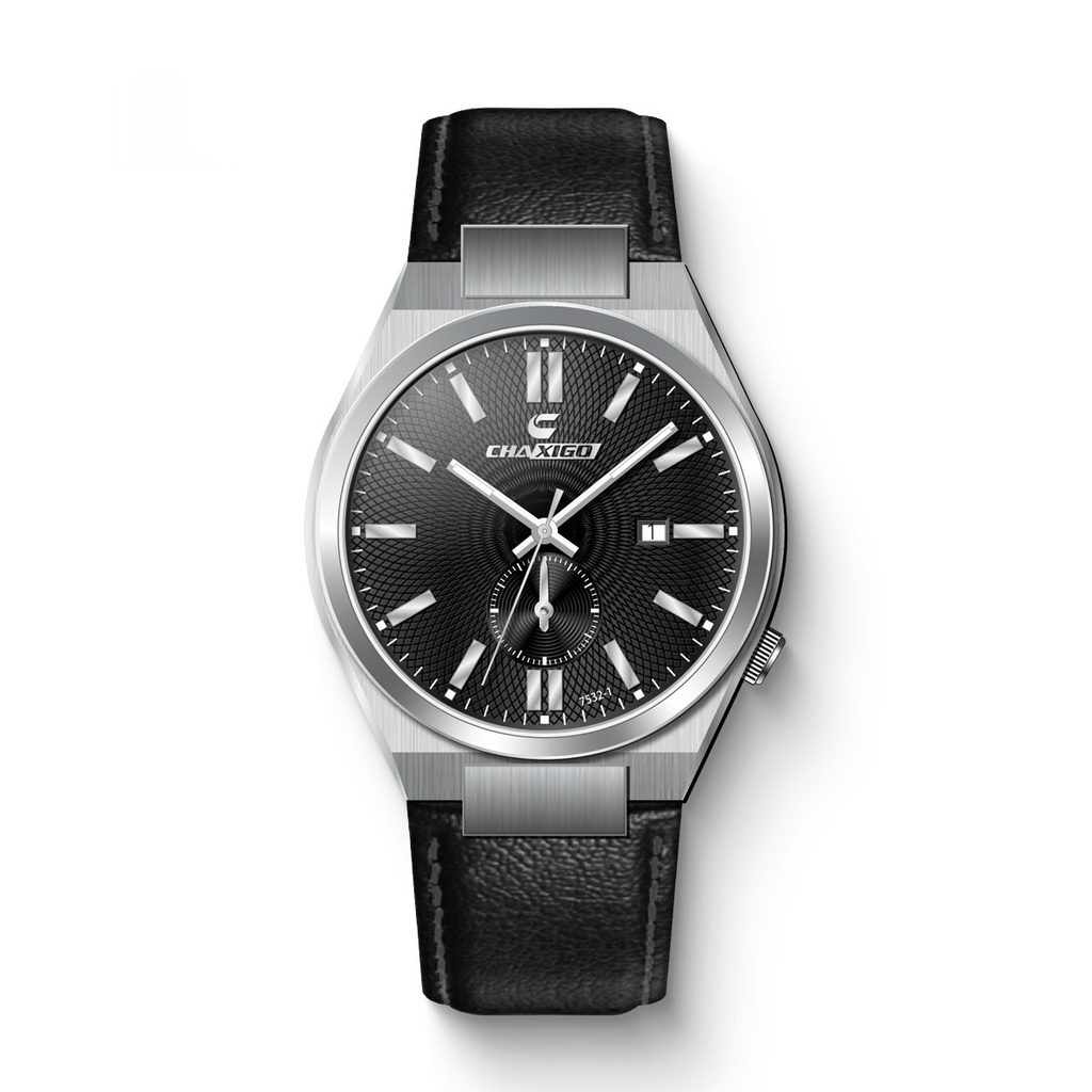 Men's Stainless Steel Quartz Watch – Waterproof, Luminous, with Calendar (Black surface & black strap)
