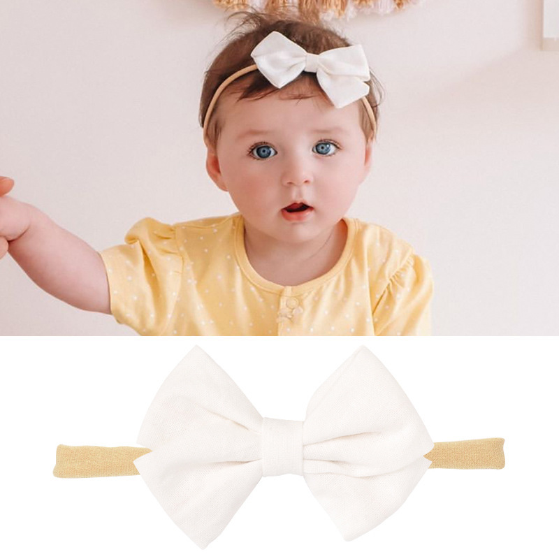 Baby Nylon Headband Set Bow Cotton And Linen Headband (10 [px] ure White)