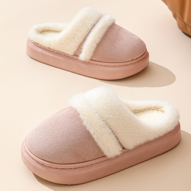 Cotton Slippers Women's Thick Bottom Non-slip Indoor Slippers (40 - 41, Pink)