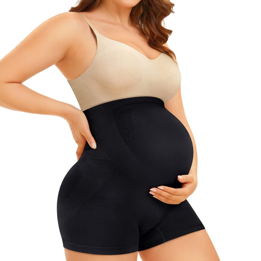 Comfortable Maternity Shorts with Supportive Design – Featuring a high waist and moderate stretch, made from lightweight and breathable fabric, specially designed to provide comfort and support for pregnant  women. (M, Black)