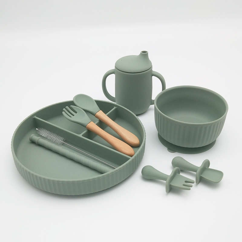 Striped Silicone Suction Tableware Set (1)