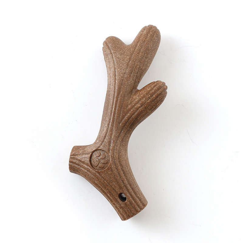 Interactive Small Dog Toy — Bite-Resistant and Teeth-Cleaning (L, Antler)