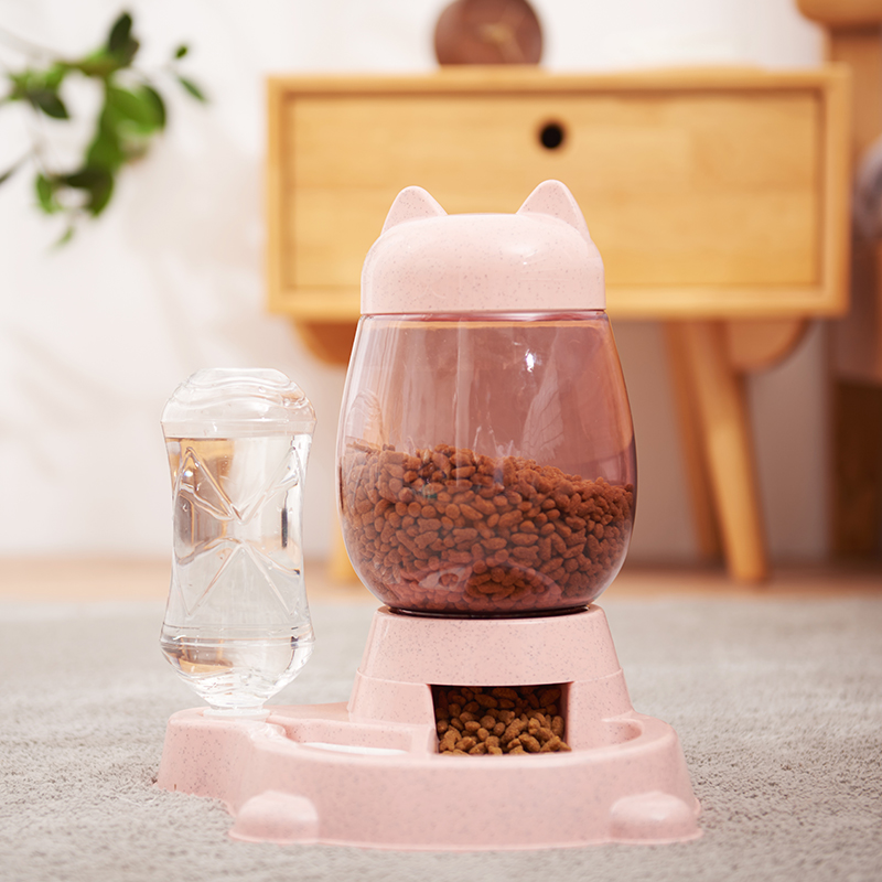 Automatic Pet Feeder and Water Fountain (Pink)