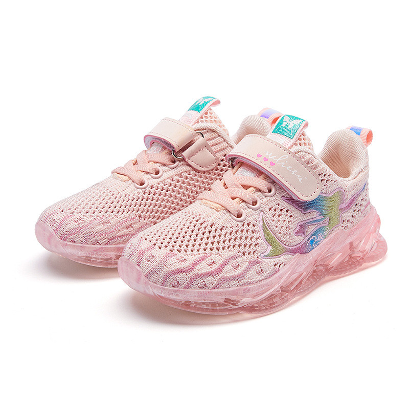 Stylish girls’ sneakers with a cute cartoon design (26, Pink)