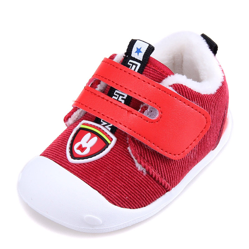 Infant Warm Cotton Shoes with Thick Plush Lining (15, Red)