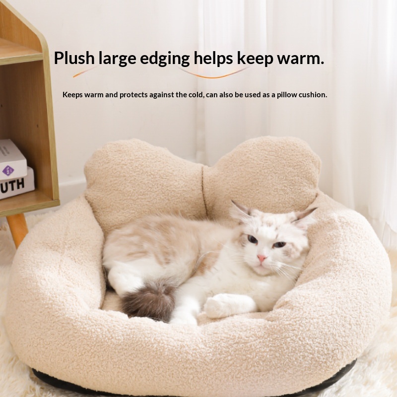 Comfortable Washable Furry Pet Bed (M, Pink)