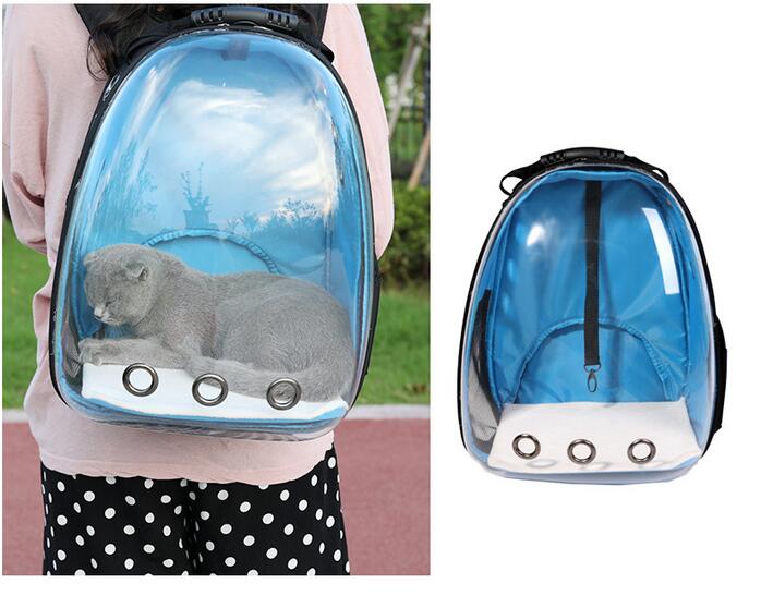 Transparent Backpack for Birds and Pets (Blue)