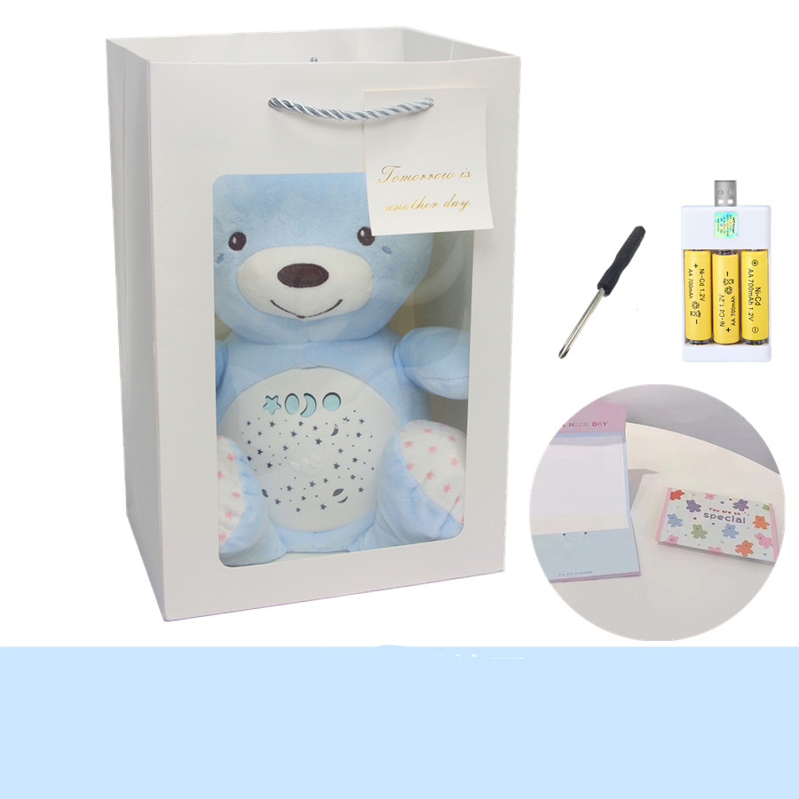 Baby And Children Comfort And Sleep Music Plush Toys (4 Blue Bear)