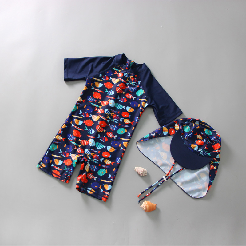 Warm British-Style Kids’ Swimsuit (M, With hat)
