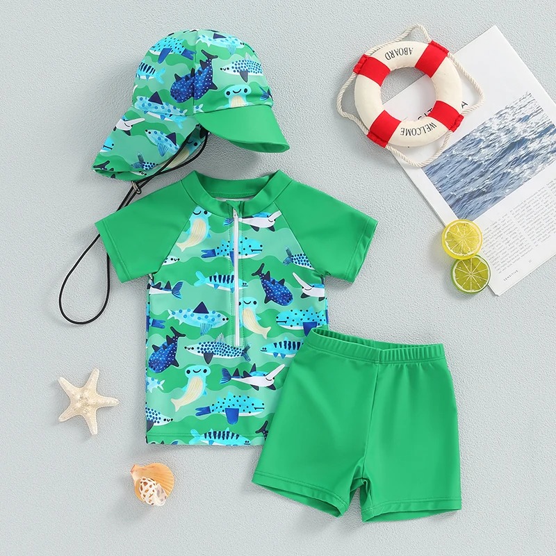 Children’s Two-Piece Swimsuit Set with Hat (0 - 6 [months])