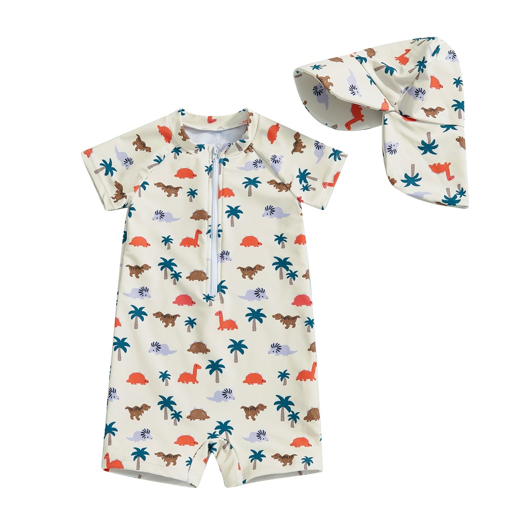 Short-Sleeve Printed One-Piece Swimsuit (0 - 3 [months])