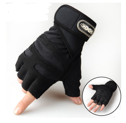 Breathable Half-Finger Sports Gloves (M, Black)