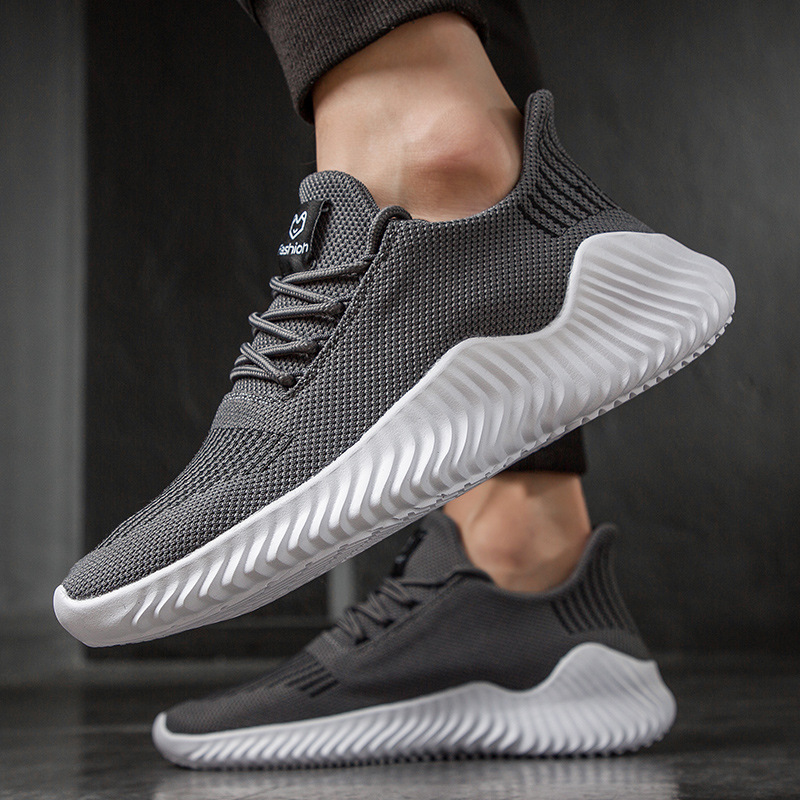 Lightweight Breathable Knit Casual Sports Shoes (39, Grey)