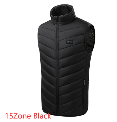 سترة قابلة للتسخين وقابلة للغسل مع شحن USB (M, 15Zone Black)