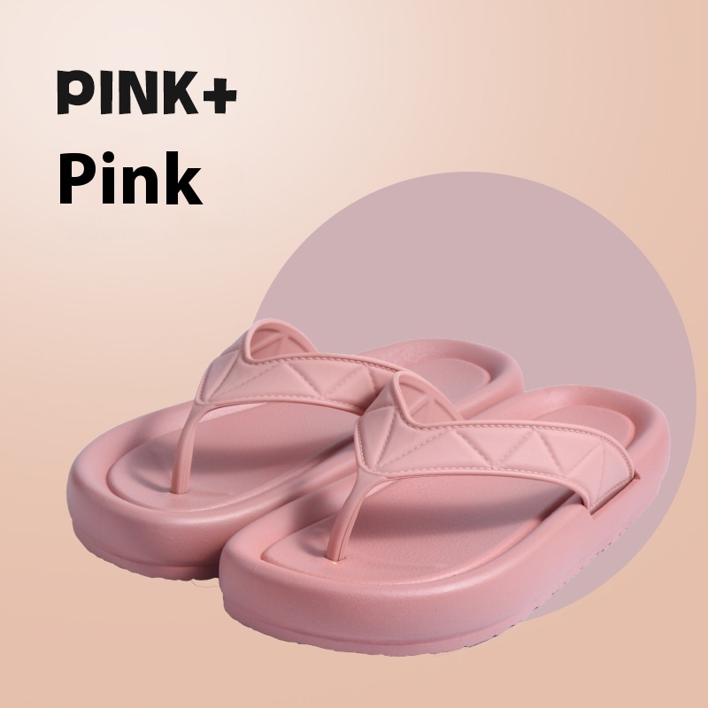 Women's Outdoor Fashion Thick Bottom Non-slip New Home Couples Flip Flops Slippers (36, Pink)