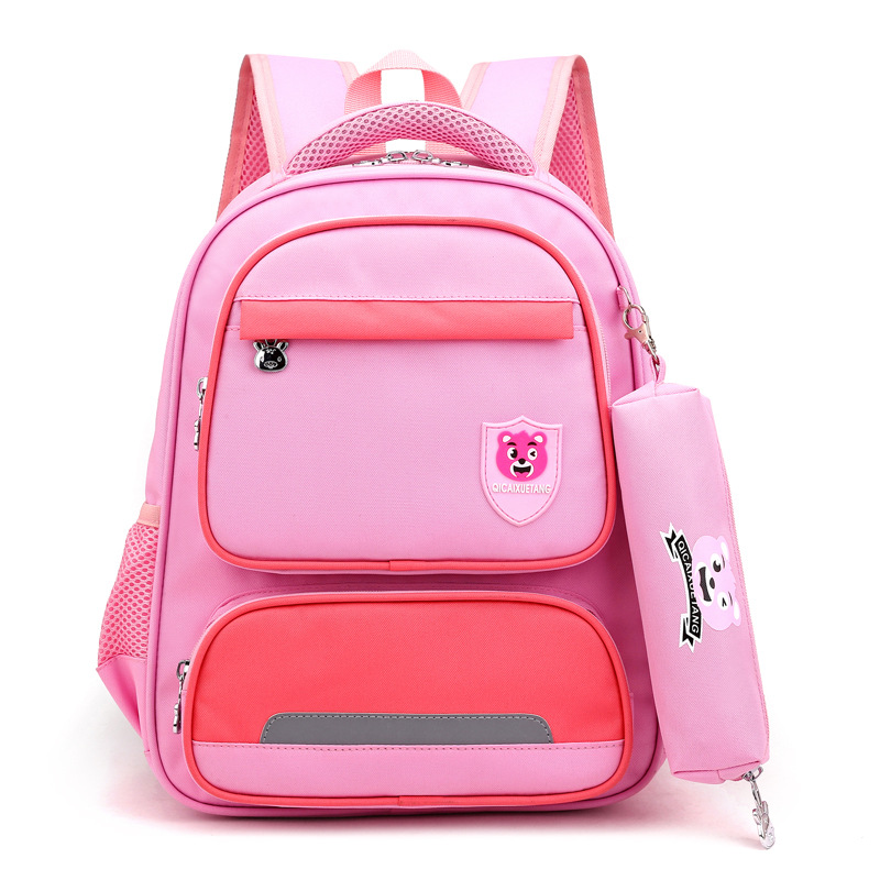 حقيبة ظهر كورية للصف الثاني مزينة برسومات كرتونية مناسبة للفتيات (Pink)