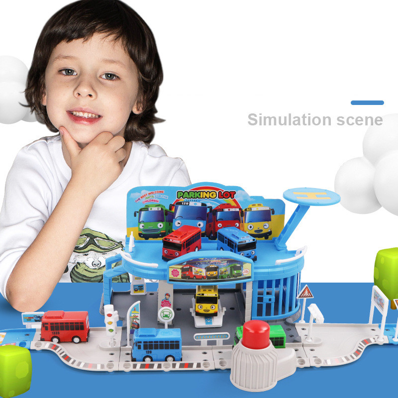Fun Simulation Catapult Rail Parking Lot School Bus Set Toy