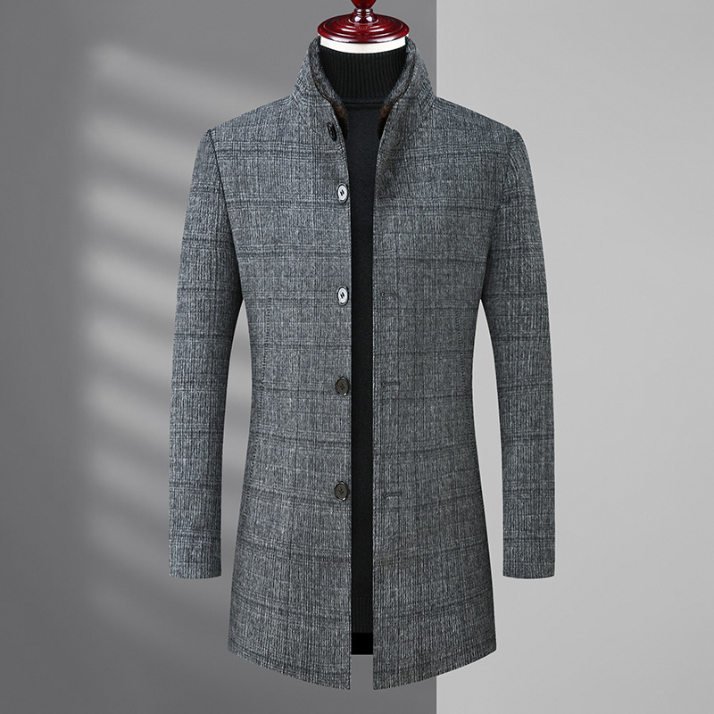 Thick Woolen Coat For Middle-aged Men (M, Grey)