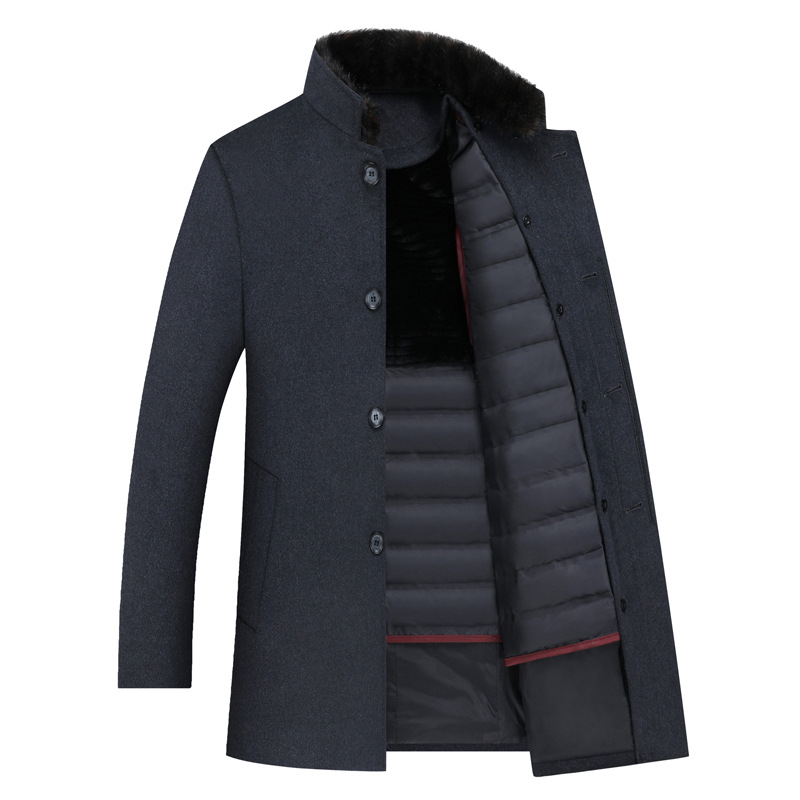Winter New Down Liner Fur Collar Thickened Windbreaker Jacket (M, Grey)