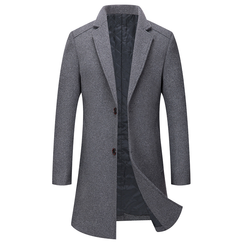 New Korean Men's Woolen Overcoat In Autumn And Winter (M, Grey)