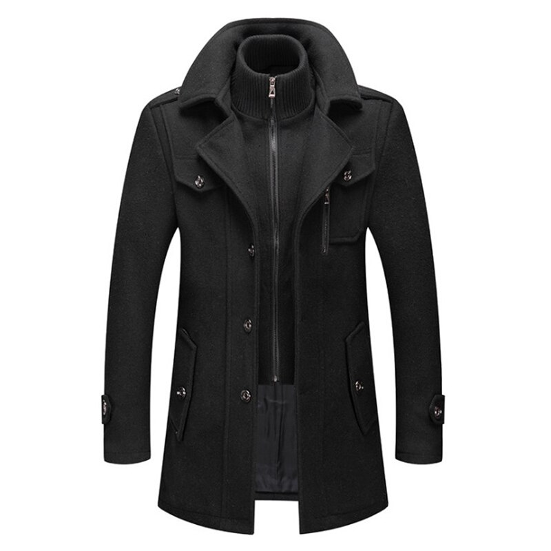 Cold-resistant Plus Cotton Woolen Men's Jacket (M, Black)
