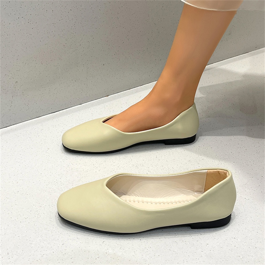 Square Toe Low Top Viscose Shoes Thick Heel Toe Box (35, Green)