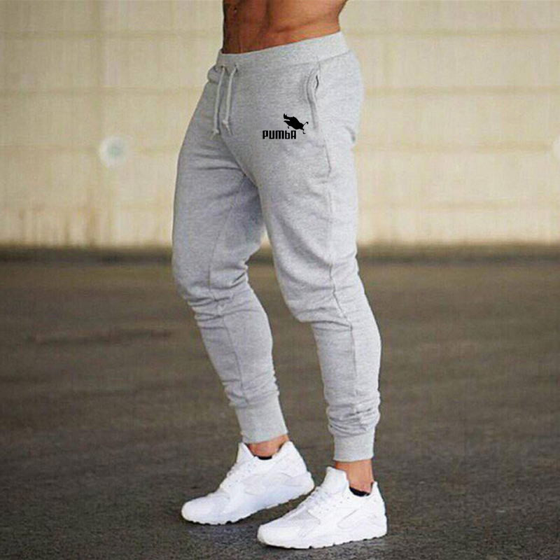 Sport European and American fitness printed casual trousers (Grey)