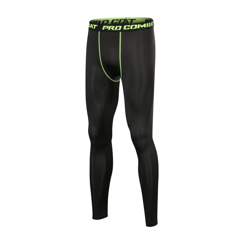 Training base compression pants quick-drying (M, Green)