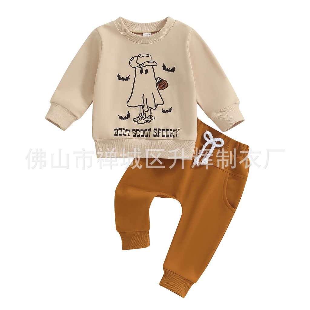 Halloween Suit Printed Top Two-piece Pants Boys Halloween Suit (100 [cm])