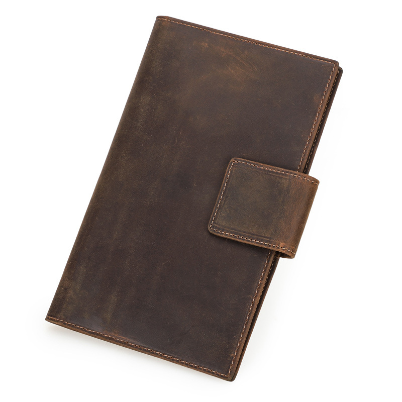 Black Angel Retro Crazy Horse Leather Genuine Leather Passport Holder Anti-loss Alarm Device Family Travel Passport Bag (Brown)