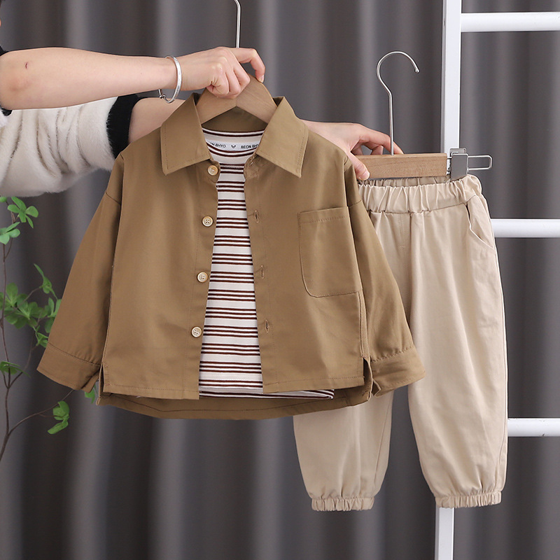 Boys Spring Clothing New Baby Child Clothes Handsome Long Sleeve Three-piece Suit (110)