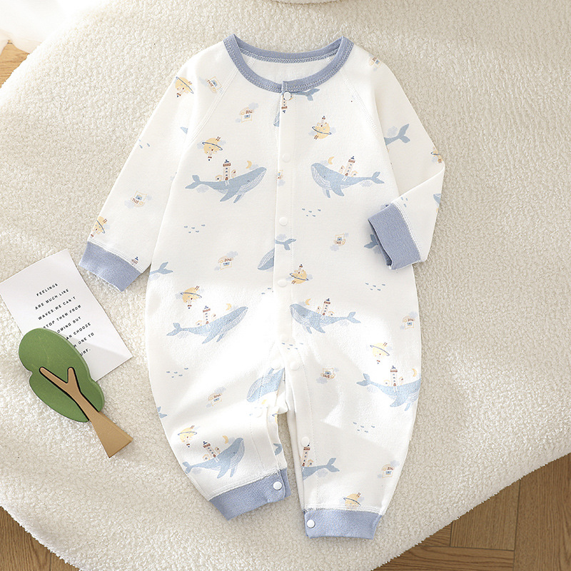 Baby Boneless Romper Men And Women Jumpsuit Cute (66, Blue Whale)