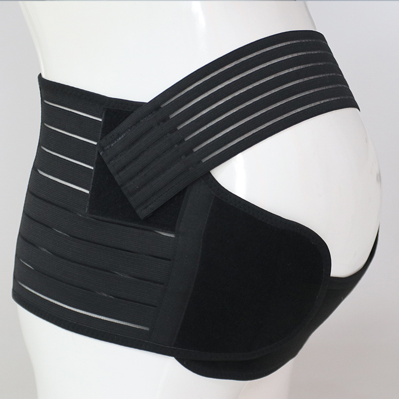 Maternity Belt Support Belt Three-piece Elastic Breathable Adjustable Waist Support (M, Black)