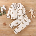 Kids’ Long-Sleeve Pajamas Decorated with Cute Bears