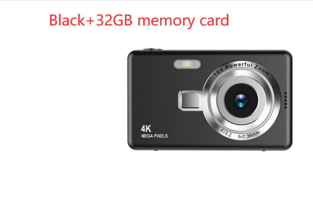 HD Dual Recording Digital Camera Children Camera Shooting Mini Camera (Black & 32 [gb] Memory Card)
