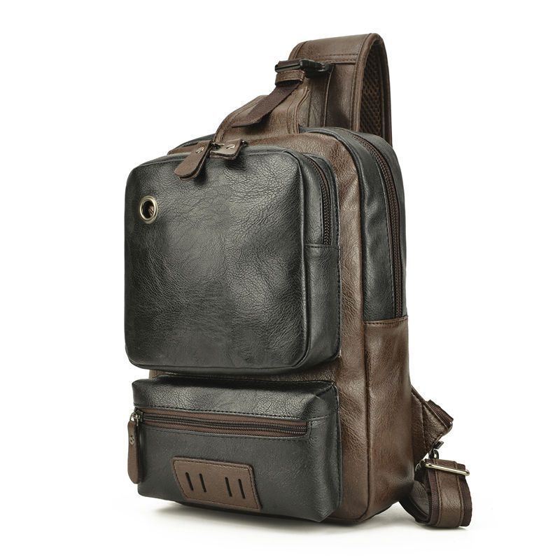 Men's Shoulder Messenger Bag Large Capacity Fashion (Black)
