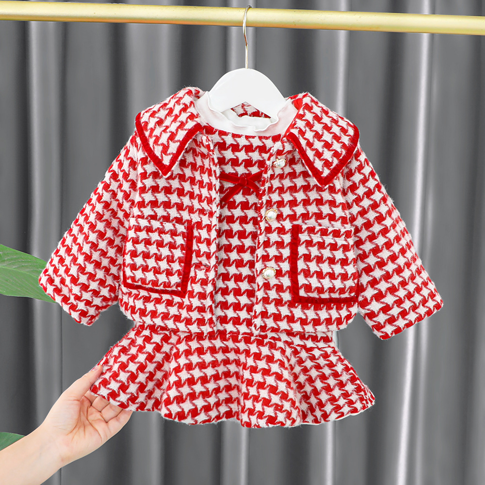 Western Style Woolen Suit Autumn And Winter Children Thickened Woolen Coat Girls (100 [cm])