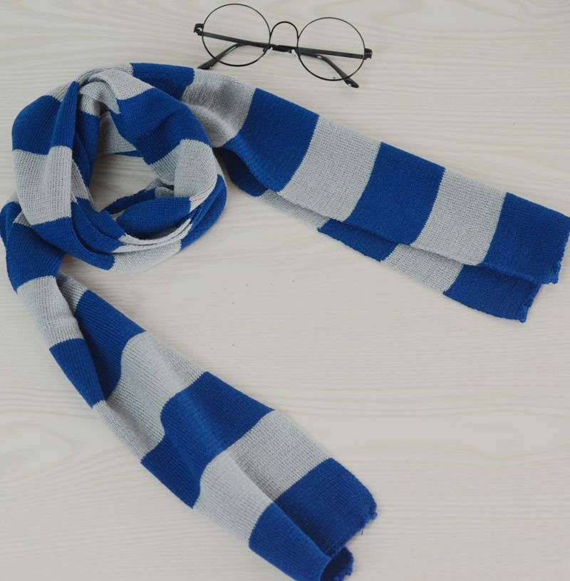 Magic College Scarf Retro Without Label Light Board Scarf (Blue & Grey)