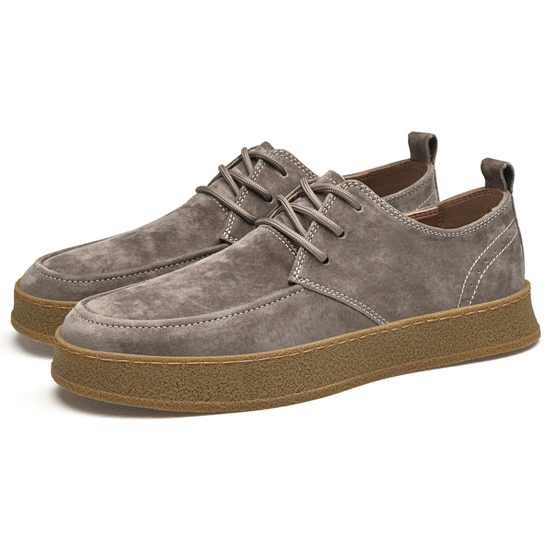 Casual Smart Flat Shoes Spring New Matte Leather Lace-up Men (38, Camel)