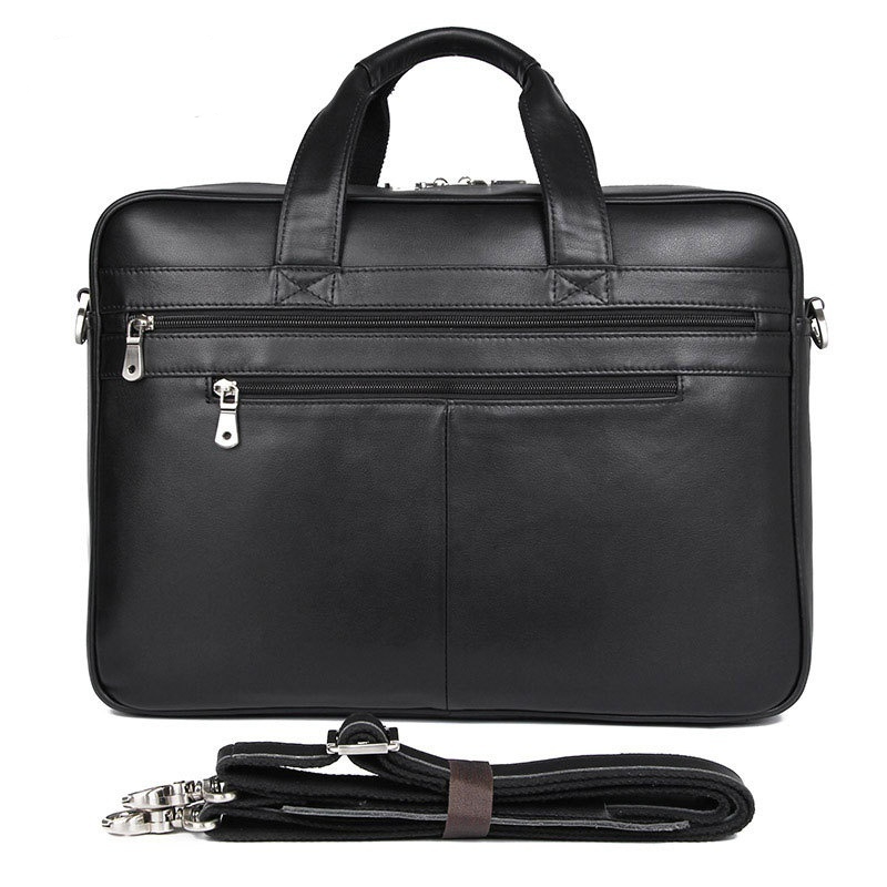 Leather Handbag Briefcase Napa Leather Comfortable Texture Men's Real-leather Bag (Black)