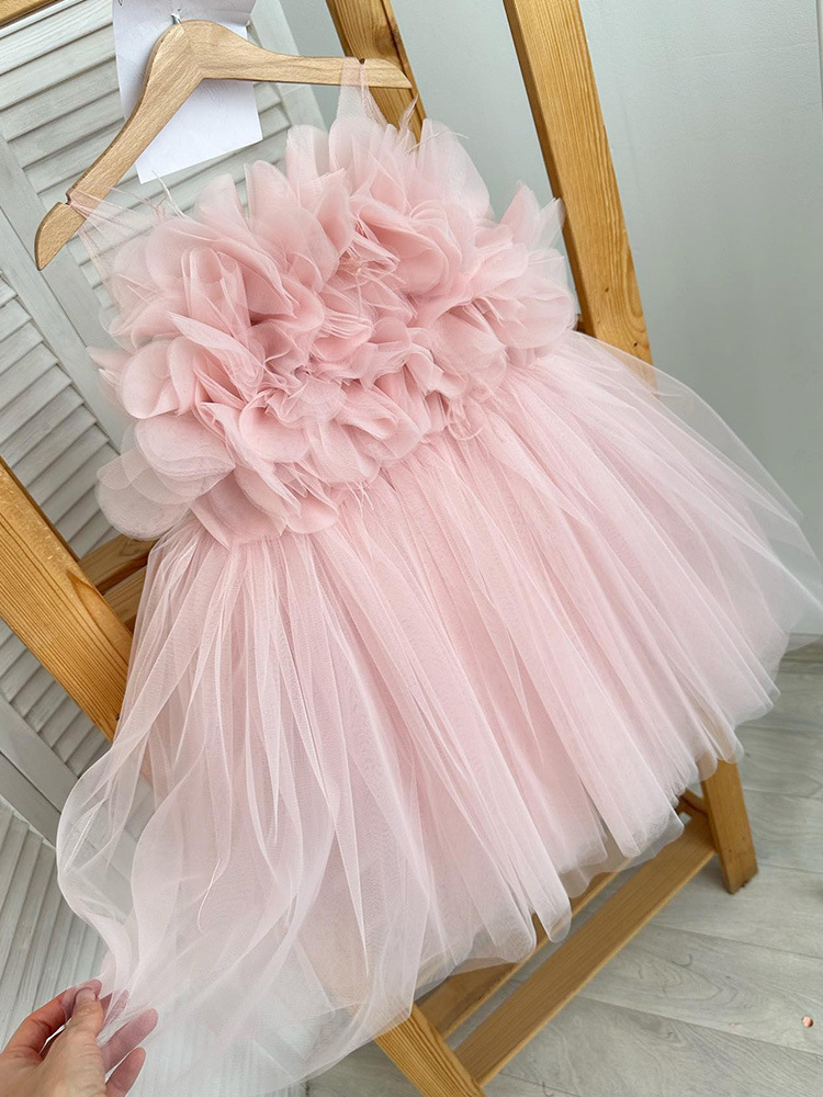 Wedding Children's Simplicity Puffy Yarn Dress (150 [cm], Pink)