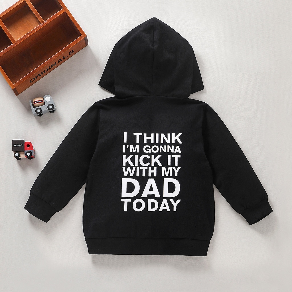 Children's Black Back Letter Cotton Sweater Coat (110 [cm])