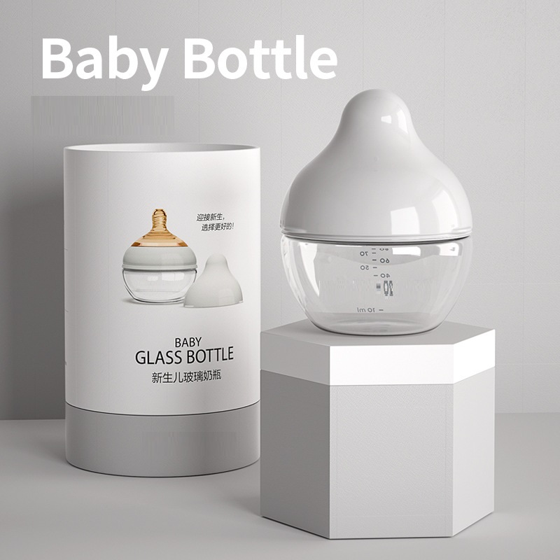 Newborn Glass Choke Proof Wide Mouth Baby Small Feeding Bottle (150 [ml] Grey)