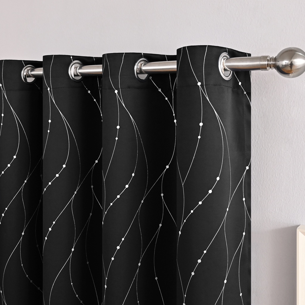 ستائر عازلة للضوء بتصميم عصري وبسيط (100x200 [cm], Black)