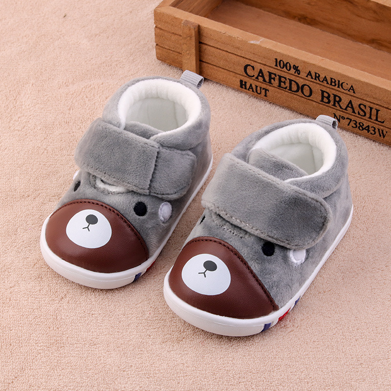 Soft-soled warm baby toddler shoes (14, Grey)
