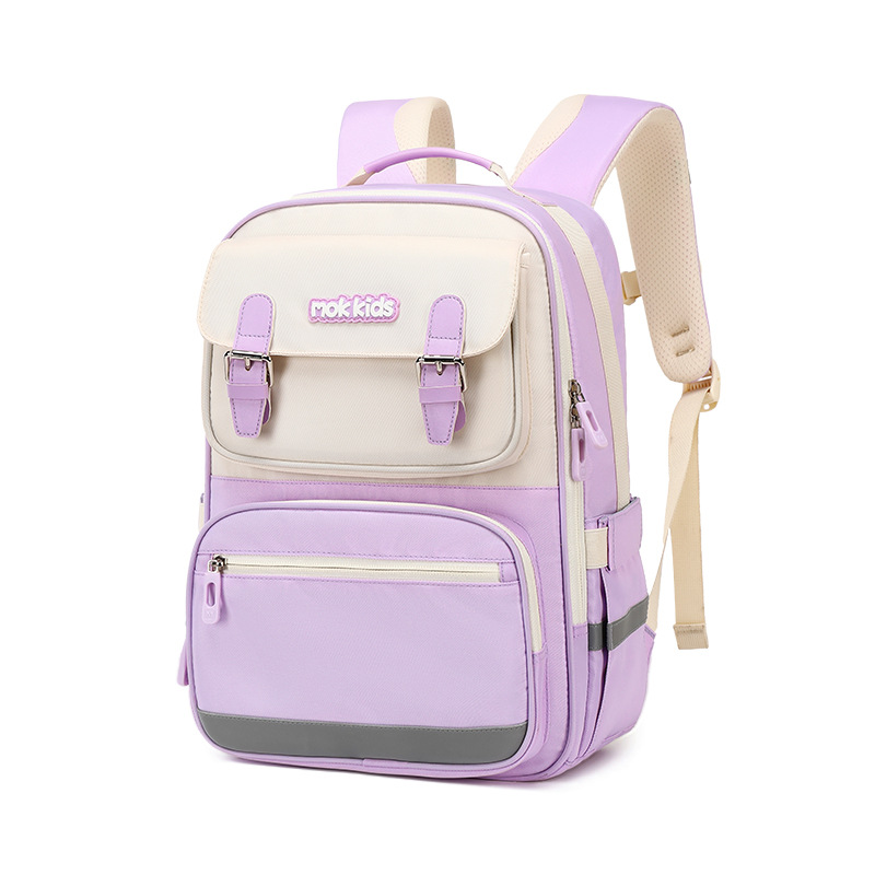 Lightweight Burden Alleviation Large Capacity Student Schoolbag (Purple)